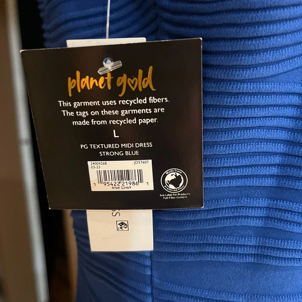 Planet Gold Ribbed Blue Dress - Picture 2 of 8